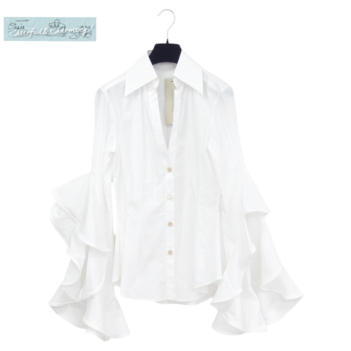 未使用 Palmer Harding パルマーハーディング Prosper Shirt UK10 ホワイト コットン ロープストライプ '23年商品