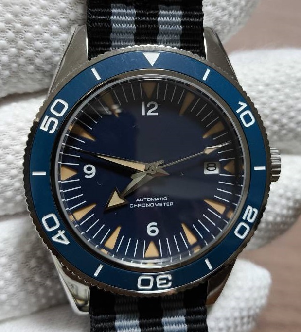 紺 NO LOGO スピードマスター スペクター オマージュ 自動巻き 機(jī)械式 SEIKO NH35A ノーロゴ 007 スピマス セイコー MOD カスタム