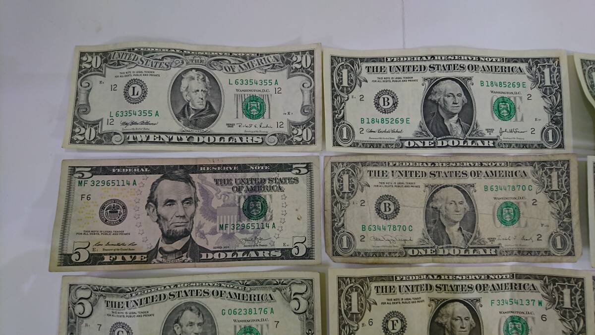 外国 札 アメリカ ドル紙幣 20ドル 5ドル 1ドル 計41ドル 激安1円スタート