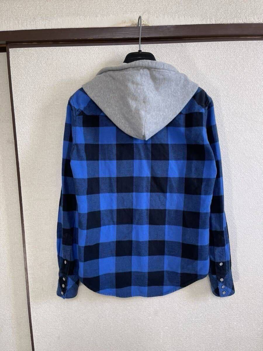 【良品】【レターパックプラス対応】 NUNBER NINE ナンバーナイン HOODED SHIRTS フードネルシャツ 長袖 BLUE ブルー 青色 即決早い者勝ち_画像2
