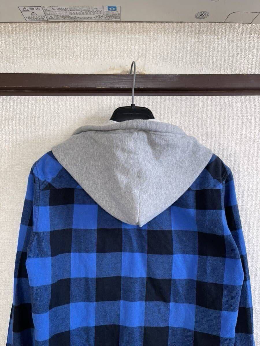 【良品】【レターパックプラス対応】 NUNBER NINE ナンバーナイン HOODED SHIRTS フードネルシャツ 長袖 BLUE ブルー 青色 即決早い者勝ち_画像7