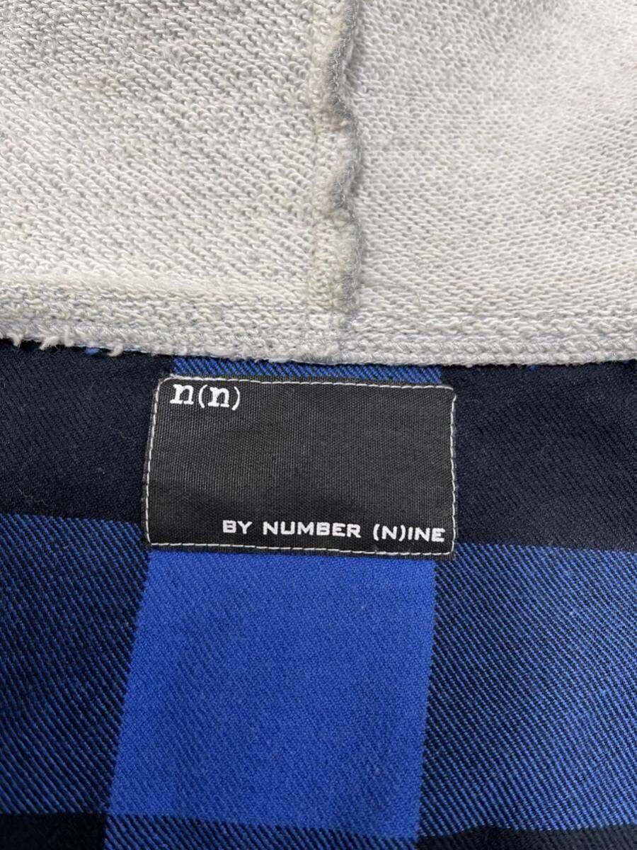 【良品】【レターパックプラス対応】 NUNBER NINE ナンバーナイン HOODED SHIRTS フードネルシャツ 長袖 BLUE ブルー 青色 即決早い者勝ち_画像10