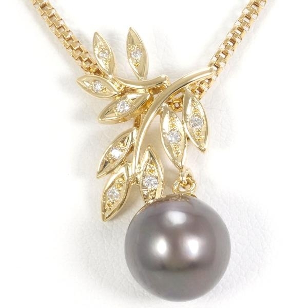 K18YG necklace pearl diamond 0.07 gross weight approximately 6.7g approximately 45cm used beautiful goods free shipping *0315