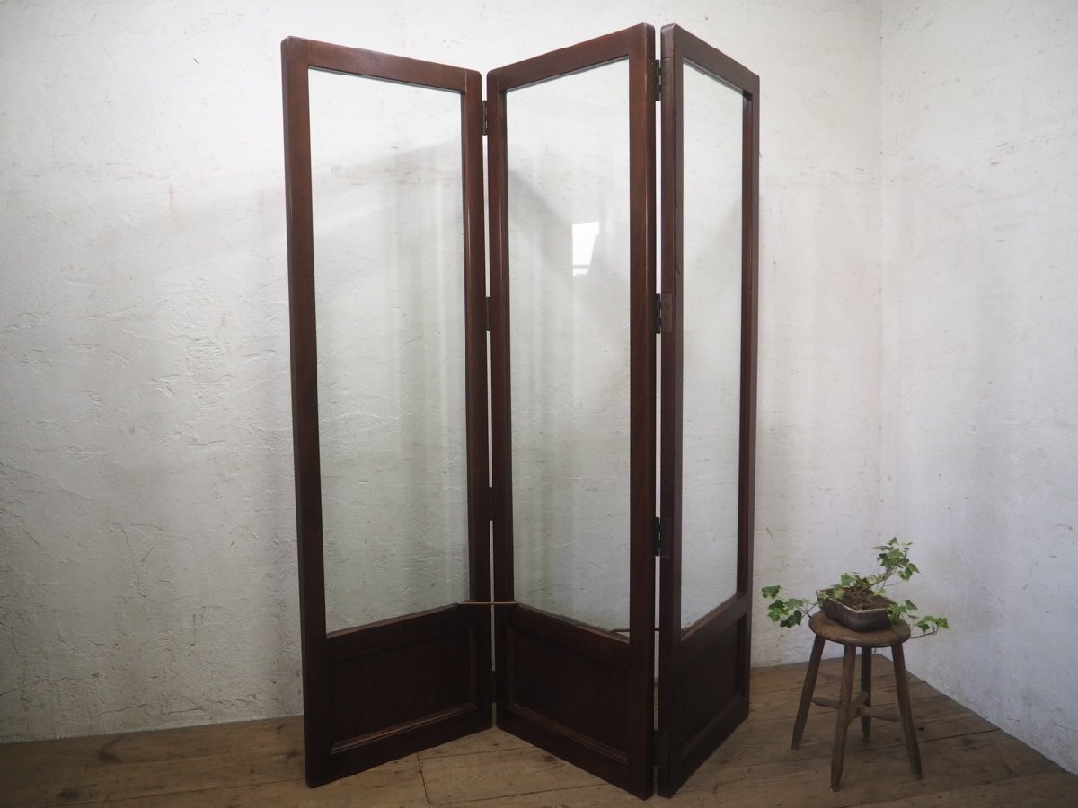 数量は多い  タ荷P0048◇③最大H200cm×W182cm◇3連式◇大きい一枚ガラスの木 建具