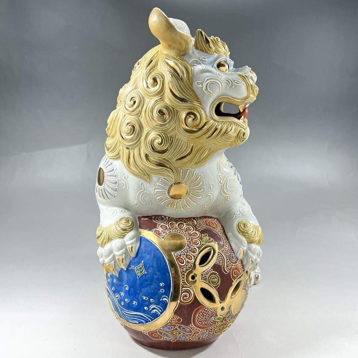 九谷焼 玉乗り獅子 置物 高さ約34cm Yahoo!オークション - 九谷焼 玉乗り獅子 置物 高さ約31cm