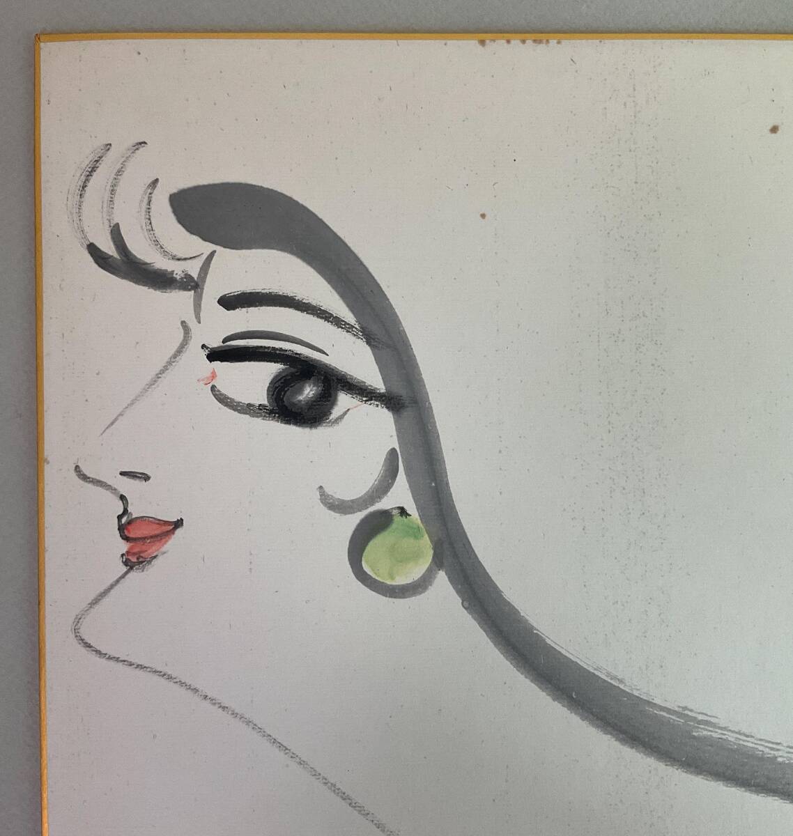 真作】 小島功 「緑陰」 木版画 サイン有 黄桜 河童 カッパ 美女