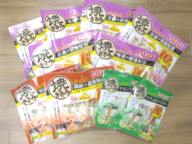 いなば 焼ささみ 皮膚・関節の健康配慮・チキンミックス味 10本入り×合計10個