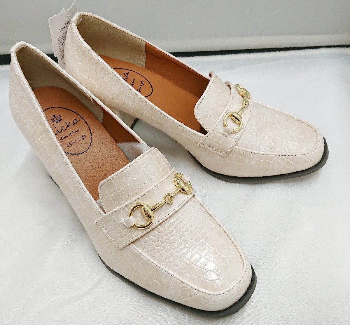 71* не использовался выставленный товар *NOFALL/no- four ru* bit Loafer коричневый n ключ каблук черный ko способ бежевый размер 3L примерно 24.5~25cm * примерно 6.5cm каблук 