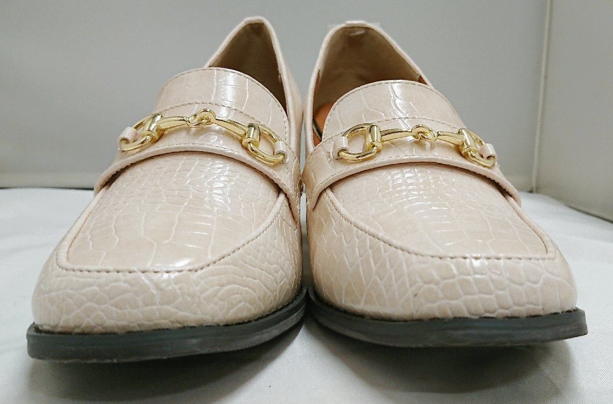 71* не использовался выставленный товар *NOFALL/no- four ru* bit Loafer коричневый n ключ каблук черный ko способ бежевый размер 3L примерно 24.5~25cm * примерно 6.5cm каблук 