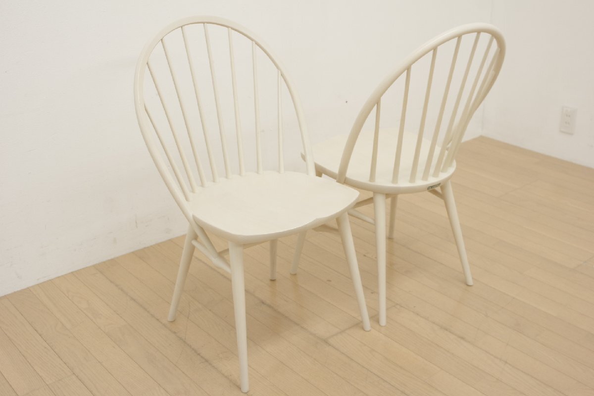 柏木工 KASHIWA ダイニングチェア ２脚セット LEI CHAIR レイチェア アームレス ブナ 無垢材 ウィンザーチェア 食卓椅子 ホワイト A