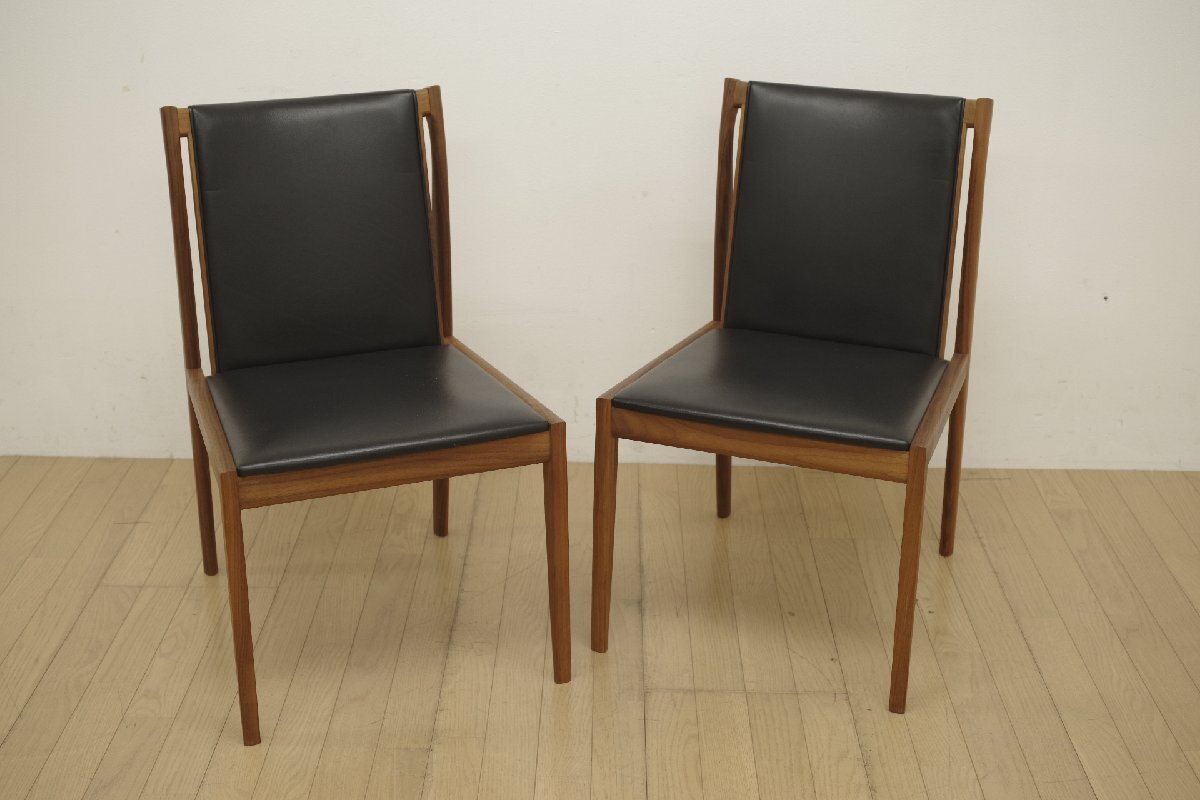 展示品 Ritzwell リッツウェル CLAUDE クロード ダイニングチェア ウォールナット 本革 イス 食卓椅子 モダン 2脚セット 定価30万～