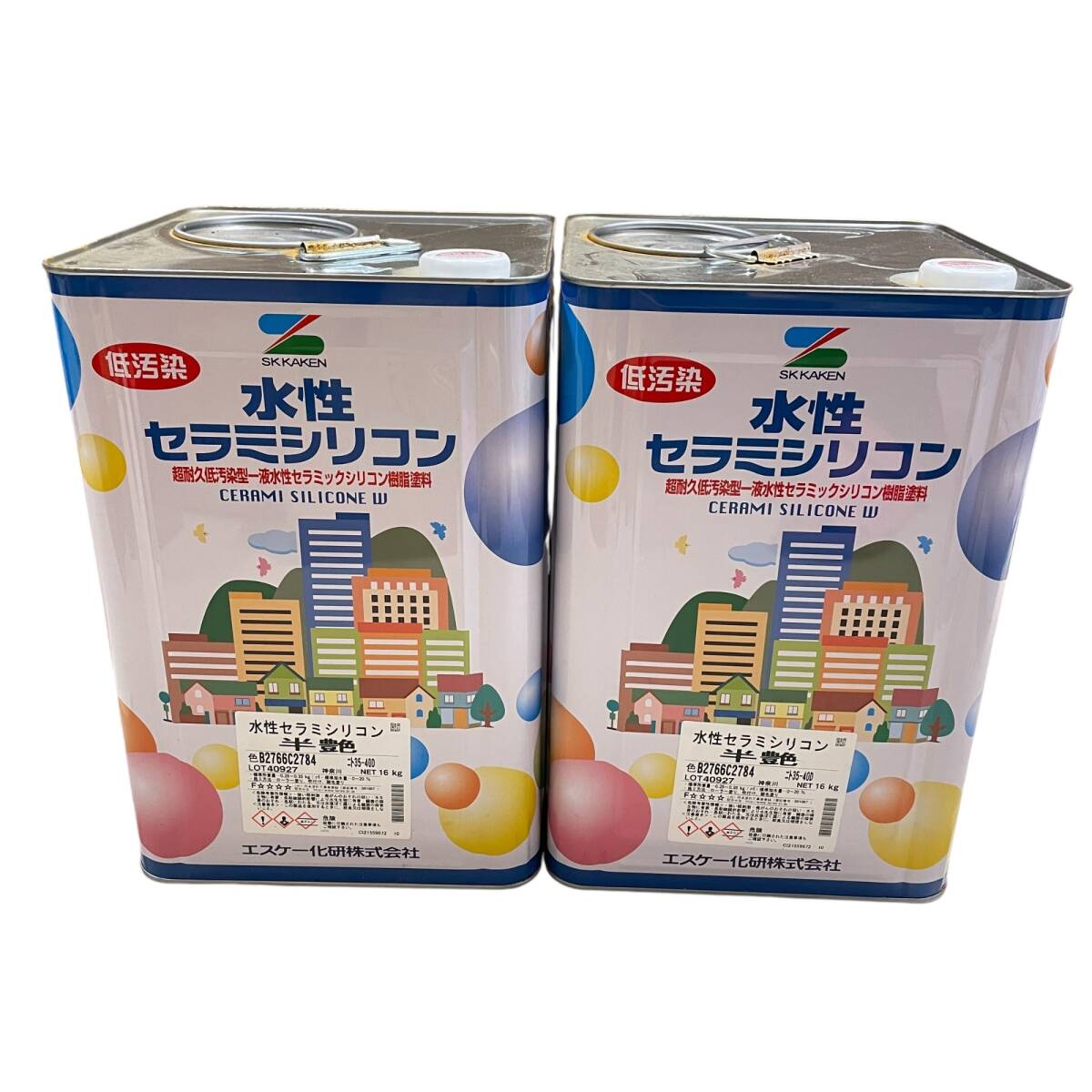 ◆未使用/同梱不可/送料分着払い(二個口)◆SKKAKEN 水性セラミシリコン セラミックシリコン樹脂塗料 ニト35-400 16kg 2個セット X75524NL