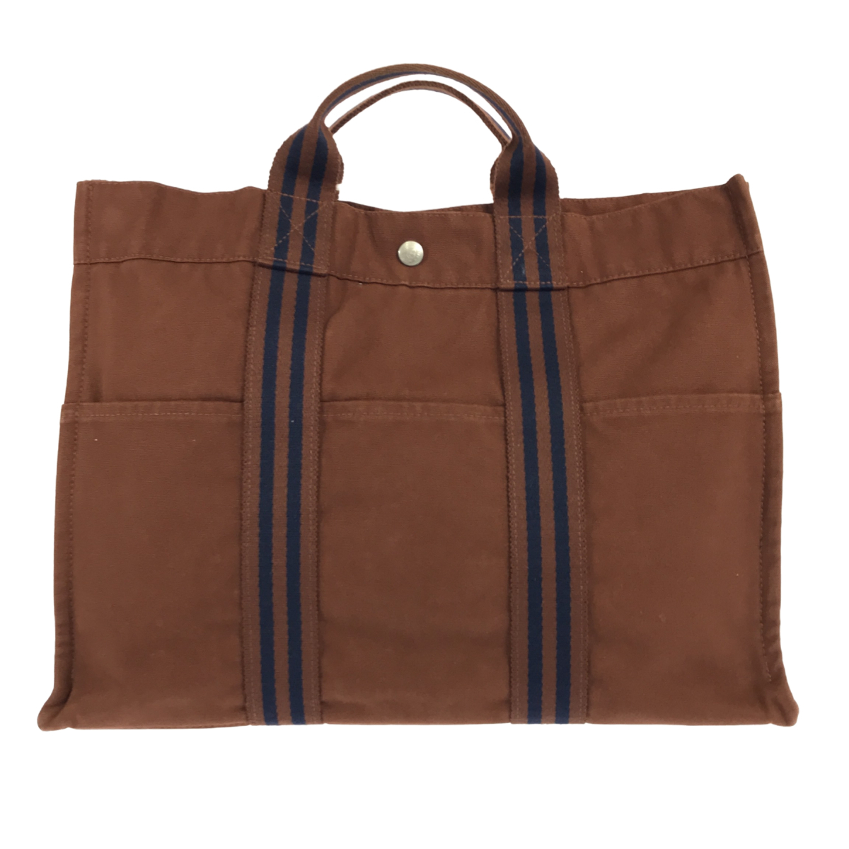 ◆中古品◆ HERMES エルメス フールトゥ MM ブラウン 茶 キャンバス トートバッグ メンズ レディース kyV11707NSD