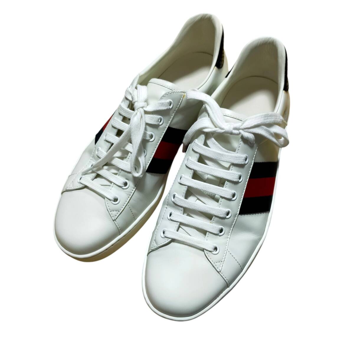 ◆中古品◆ グッチ GUCCI メンズ スニーカー 386750 エース ACE サイズ10(29cm) ホワイト/コンビ(BIANCO/V.R) 本体のみ V76170NC