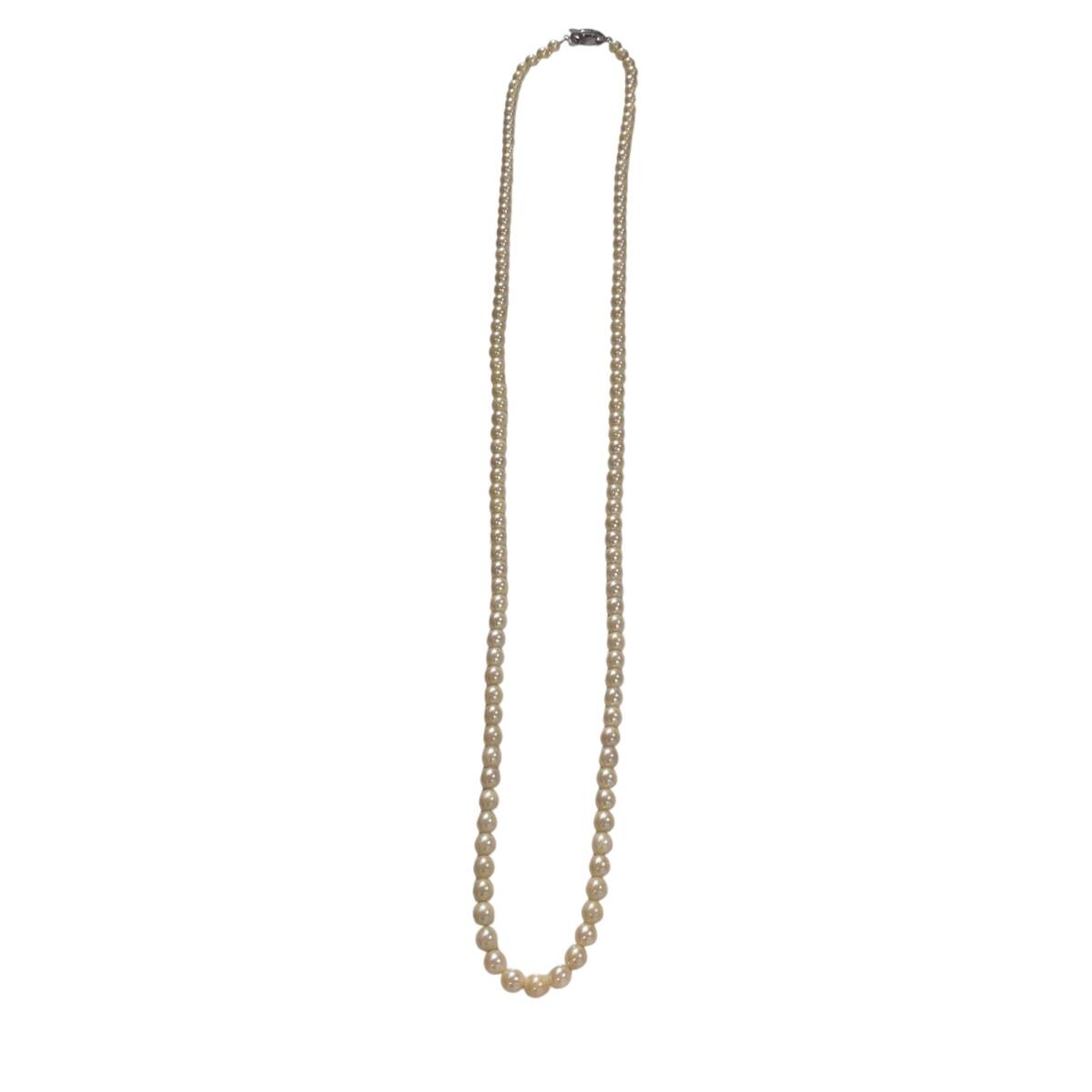 【中古品】 パールネックレス 真珠ネックレス ロング 留め具シルバー レディースアクセサリー 箱無し 本体のみ L75660RD
