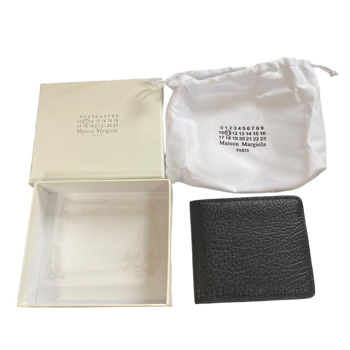 【中古品】Maison Margiela メゾンマルジェラ 2つ折り財(cái)布 ブラック 小銭入れなし メンズ財(cái)布 箱あり L76423RK