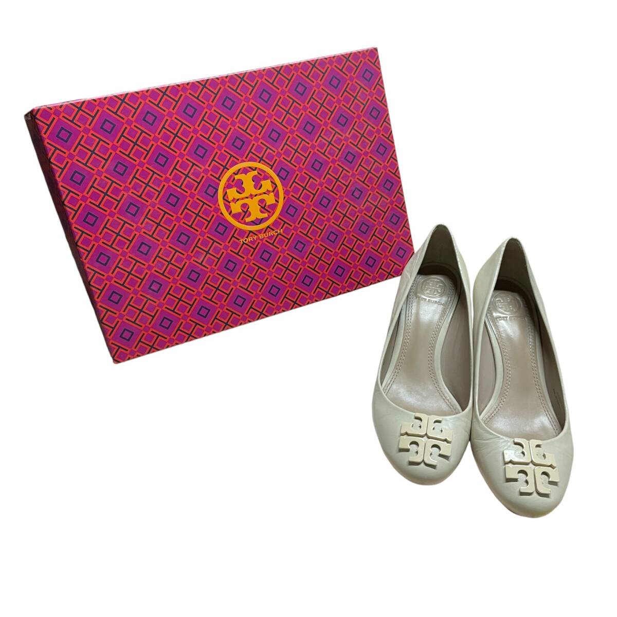 ◆中古品◆ TORY BURCH トリーバーチ パンプス ウェッジソール 6C(23cm) 51158654 ベージュ レザー レディース 箱有 V76900NK
