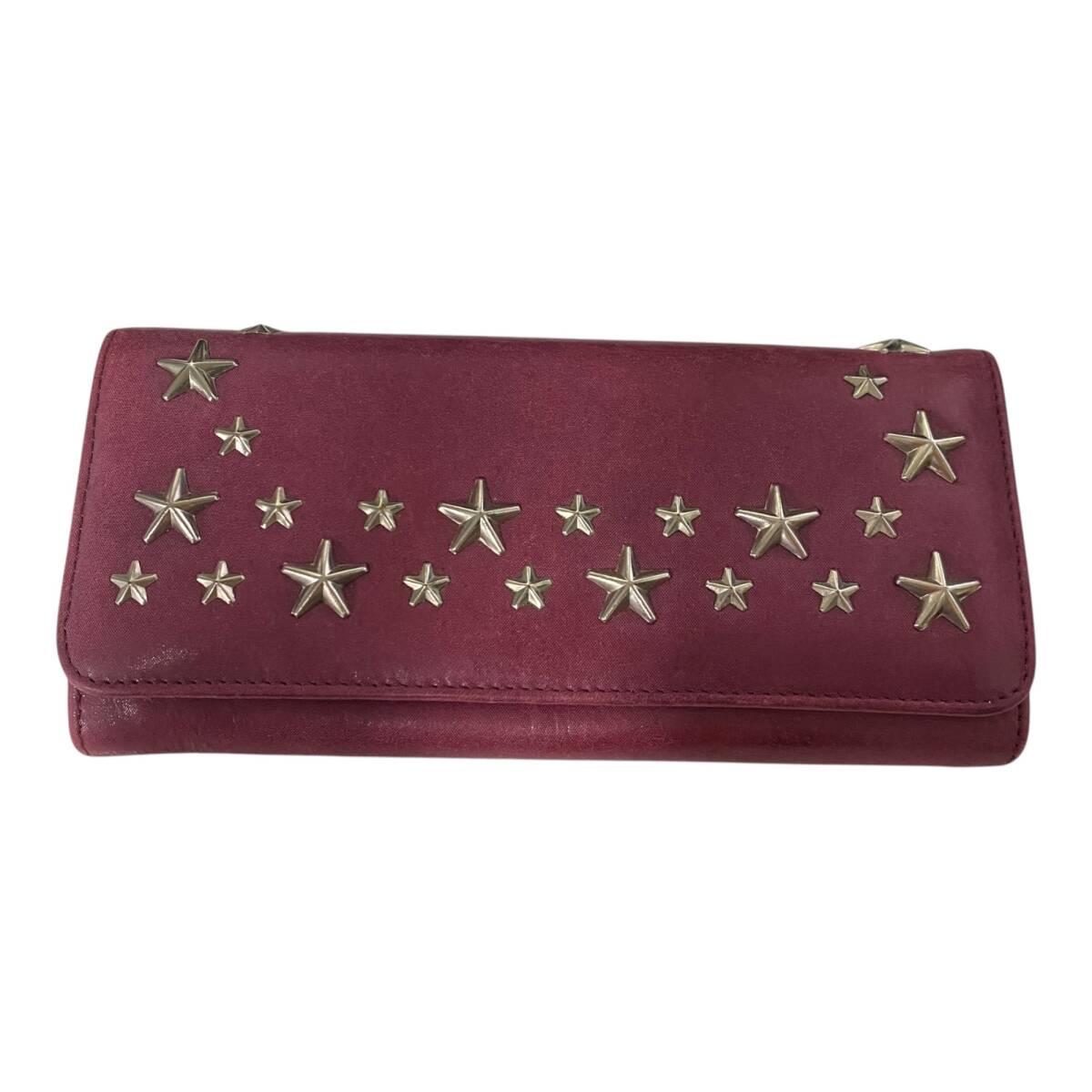 [ б/у товар ]JIMMY CHOO Jimmy Choo длинный кошелек wine red Star заклепки женский кошелек коробка есть L77107RK