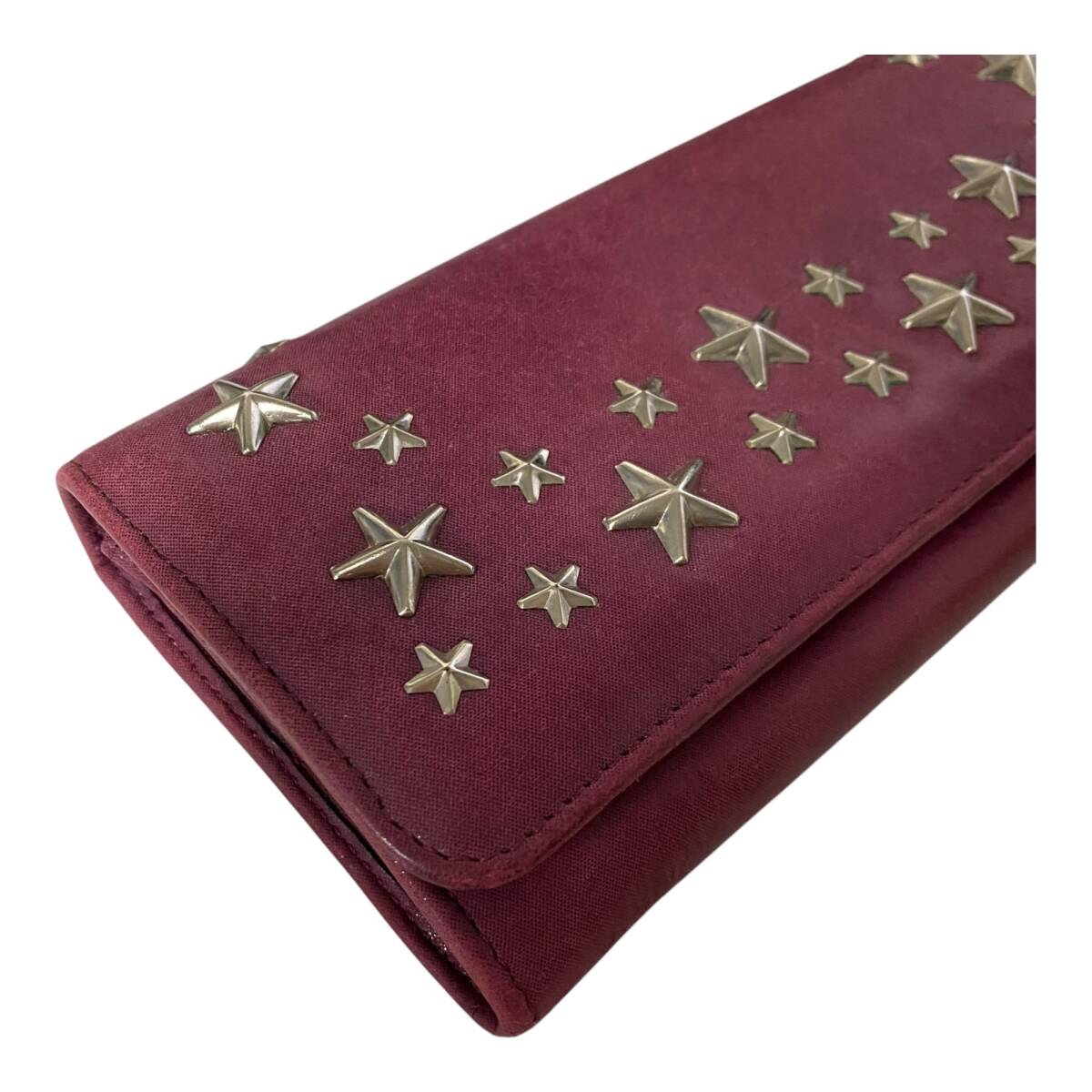 [ б/у товар ]JIMMY CHOO Jimmy Choo длинный кошелек wine red Star заклепки женский кошелек коробка есть L77107RK