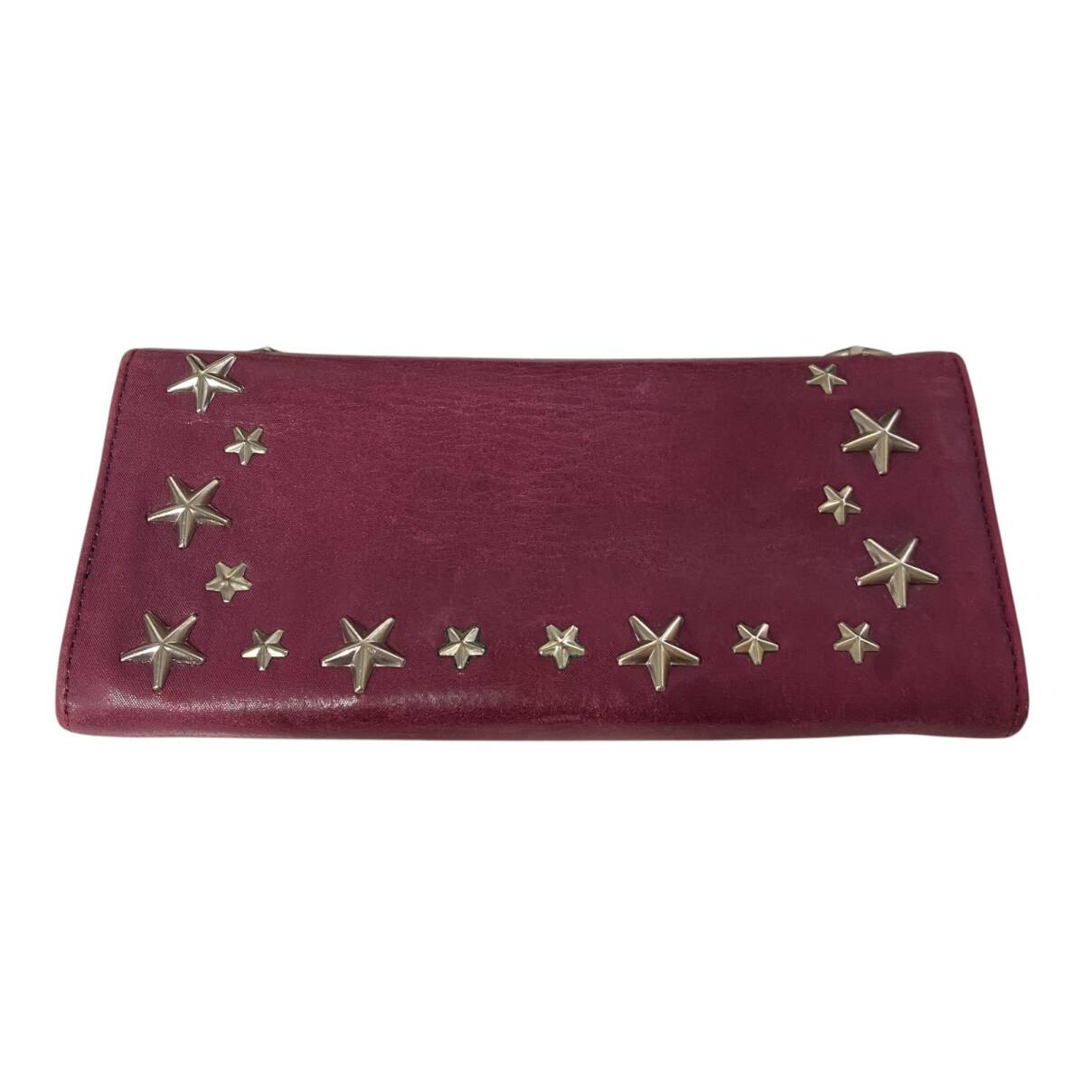 [ б/у товар ]JIMMY CHOO Jimmy Choo длинный кошелек wine red Star заклепки женский кошелек коробка есть L77107RK