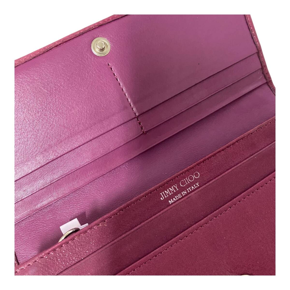 [ б/у товар ]JIMMY CHOO Jimmy Choo длинный кошелек wine red Star заклепки женский кошелек коробка есть L77107RK