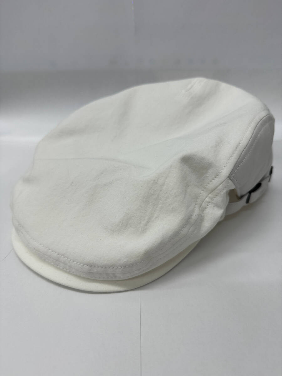【中古美品】 arth LEATHER COMBI HUNTING ハンチング帽 58cm 白 DYS944