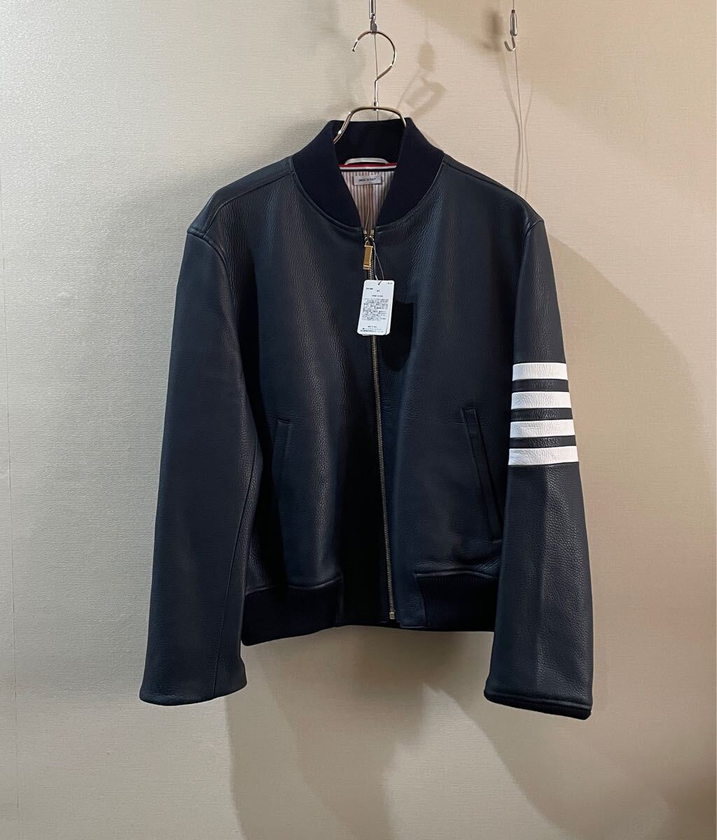 THOM BROWNE Tom Brown 4bar leather jacket Rider's stadium jumper 