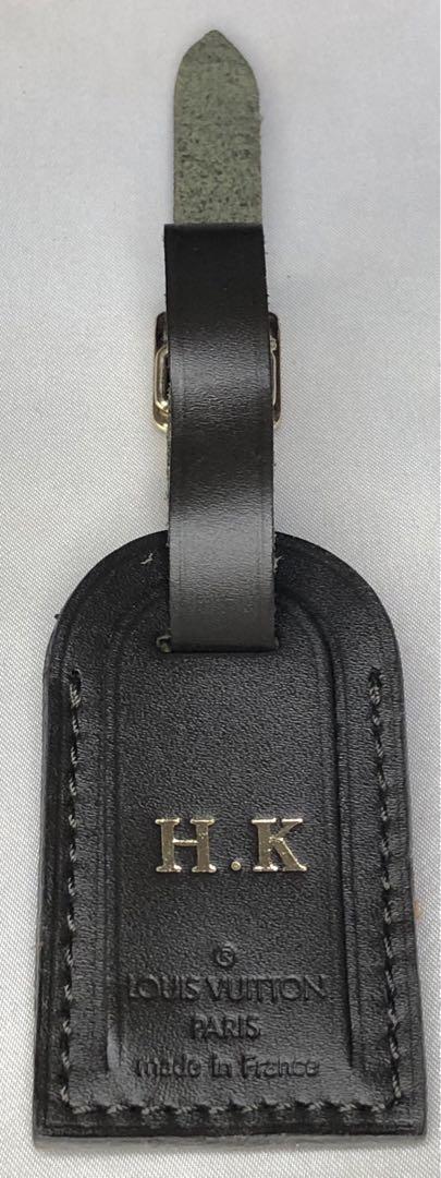 B0098　LOUIS VUITTON / ルイヴィトン　ネームタグ　イニシャル入り　ブラウン　H.K