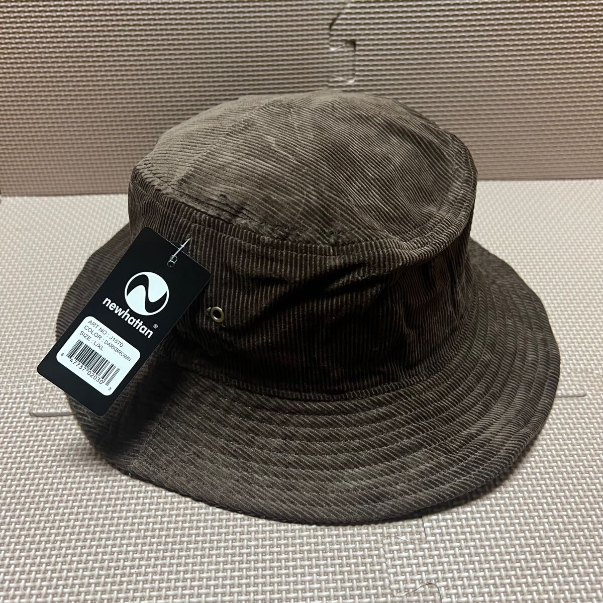新品未使用 ニューハッタン バケットハット コーデュロイのダークブラウン 茶 L/XL_画像2