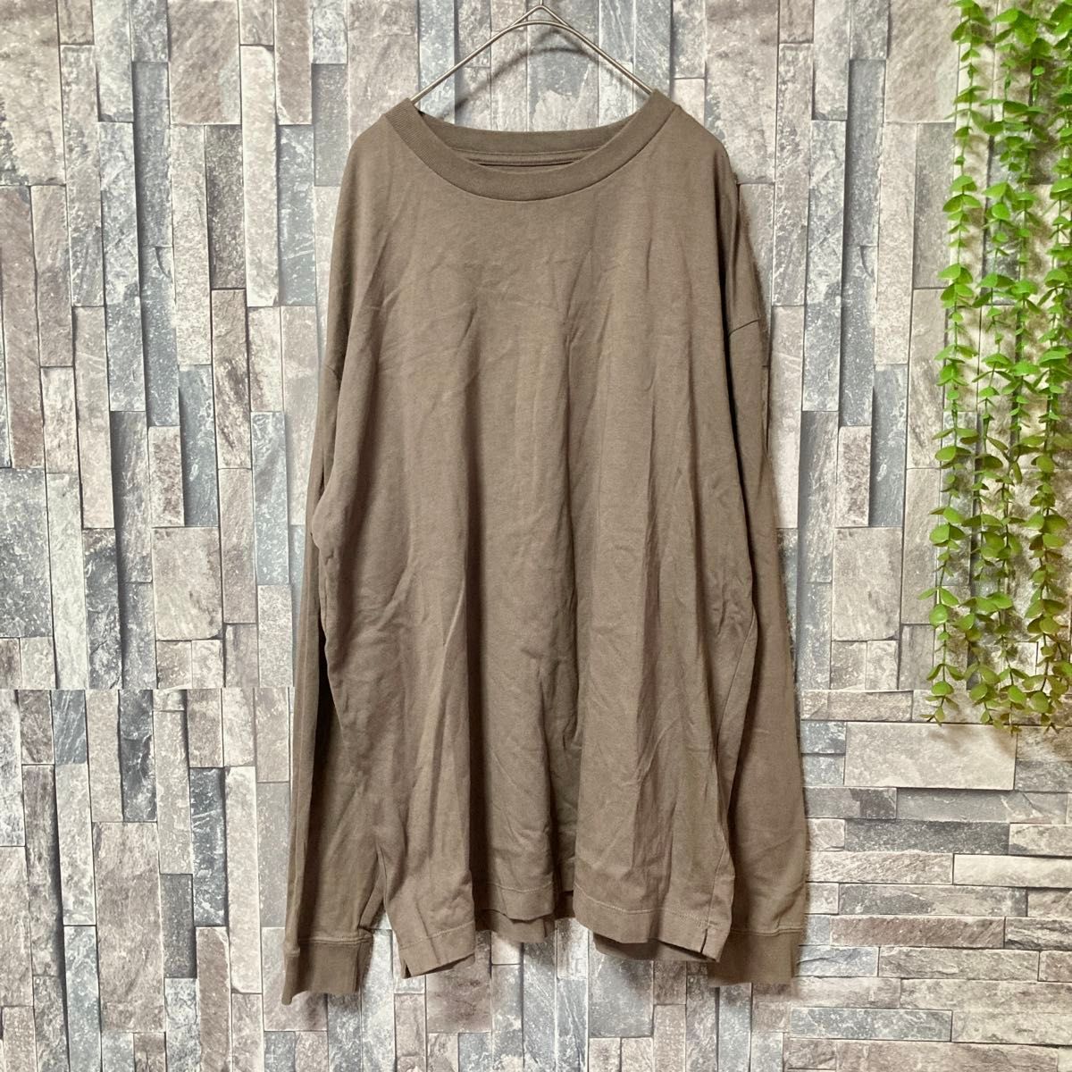 【nano universe】ナノユニバース 長袖シャツ ブラウン (L)