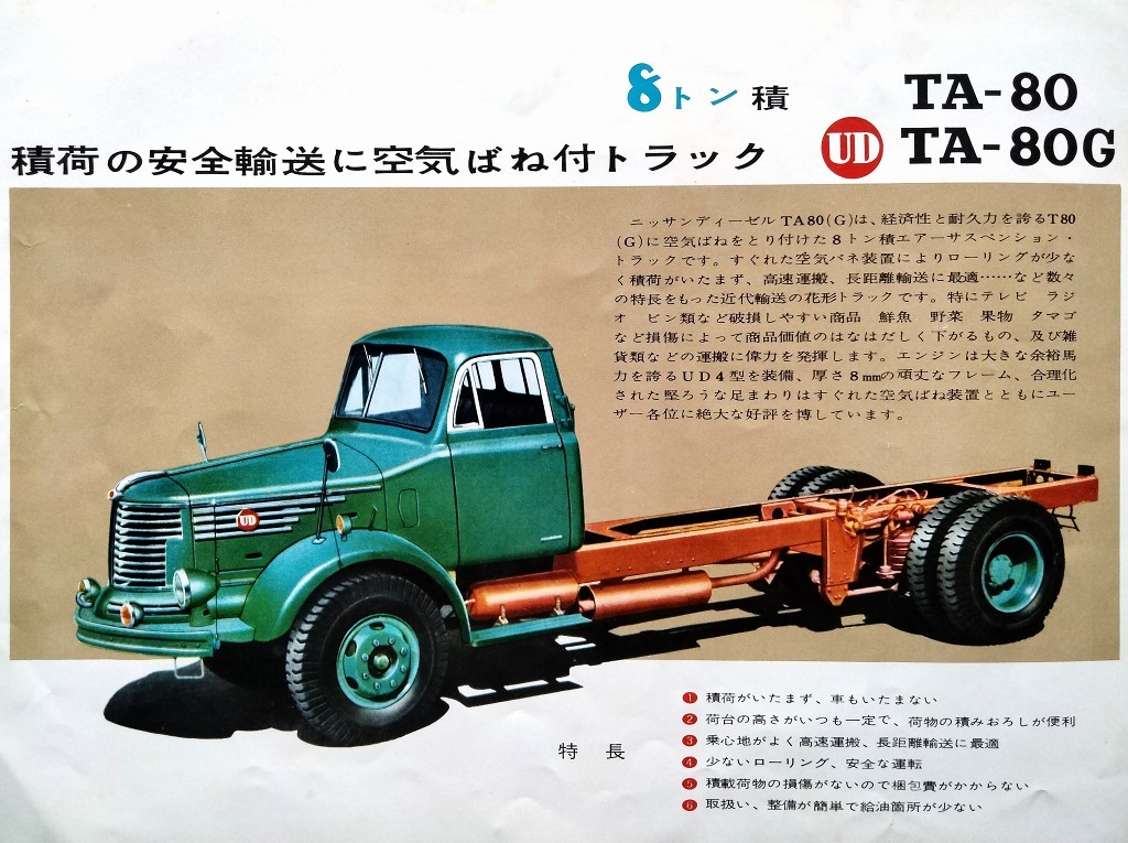UD дизель грузовик T80 Showa 32 год подлинная вещь каталог!! * капот грузовик Nissan дизель старый машина каталог UD DIESEL TRUCKS model T80
