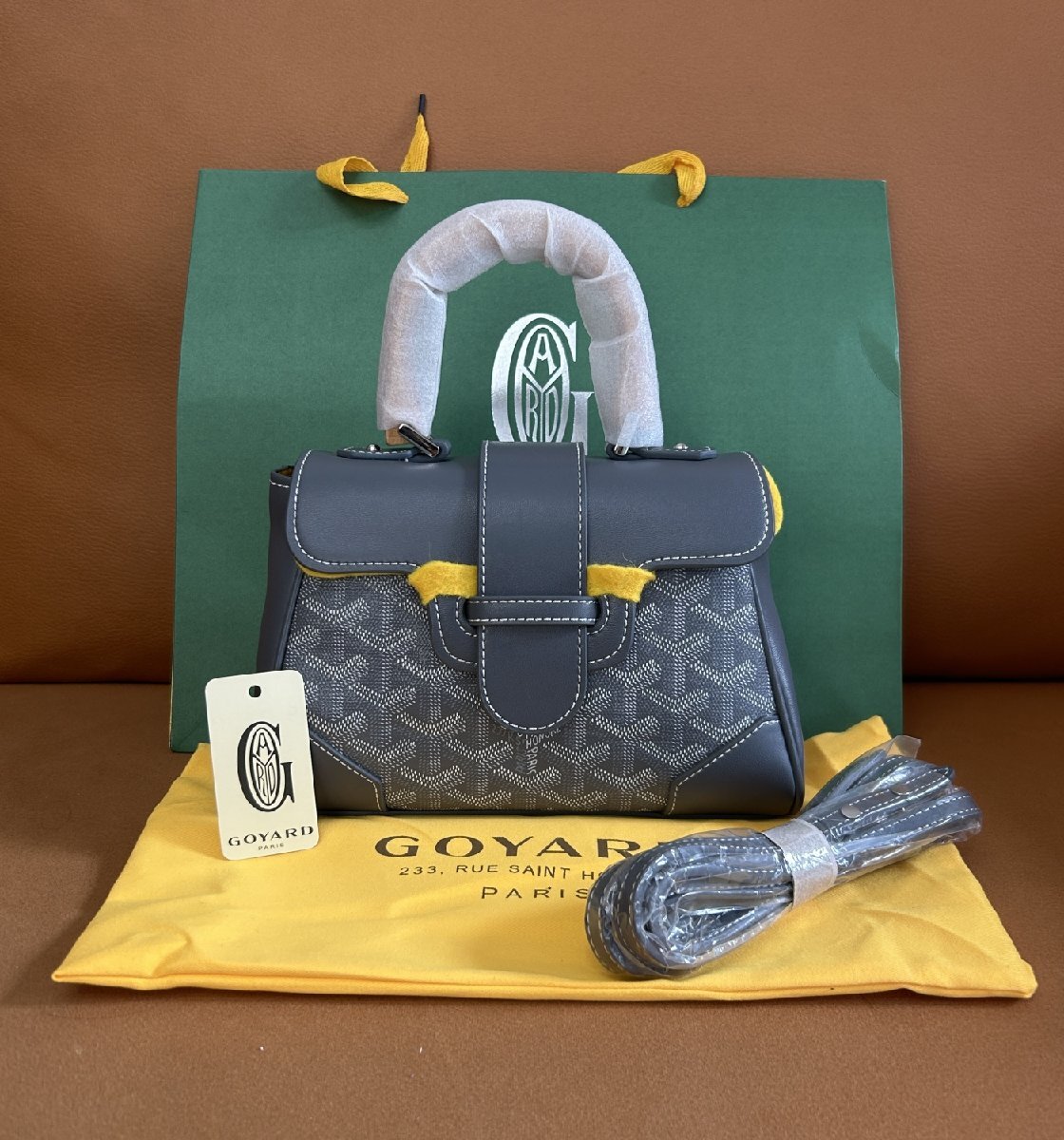 新品同様 ゴヤール GOYARD サイゴン ミニ 2way Saigon ハンド ショルダー バッグ レザー PVC レザー ウッド