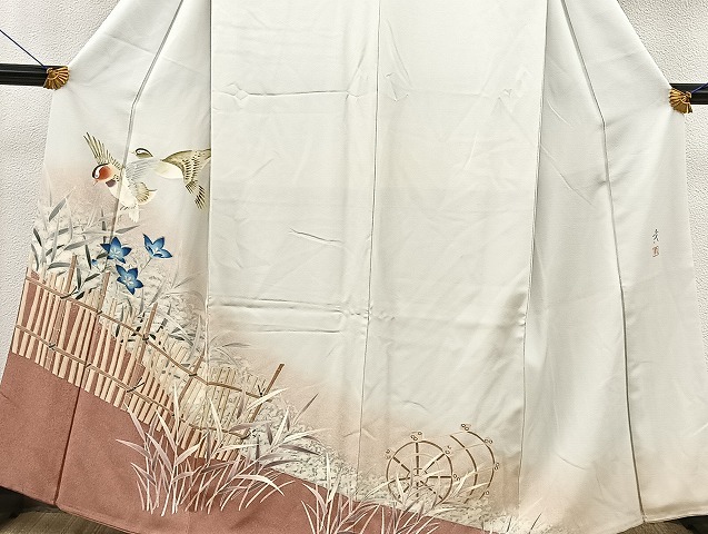 平和屋着物■豪華色留袖　作家物　鴛鴦花文　正絹　逸品　BAAK8167pm