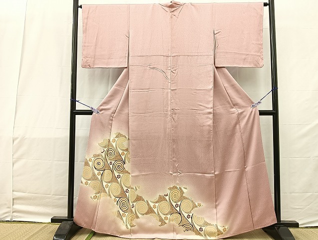 平和屋着物■豪華色留袖　駒刺繍　花唐草文　金彩　逸品　BAAK0086kj