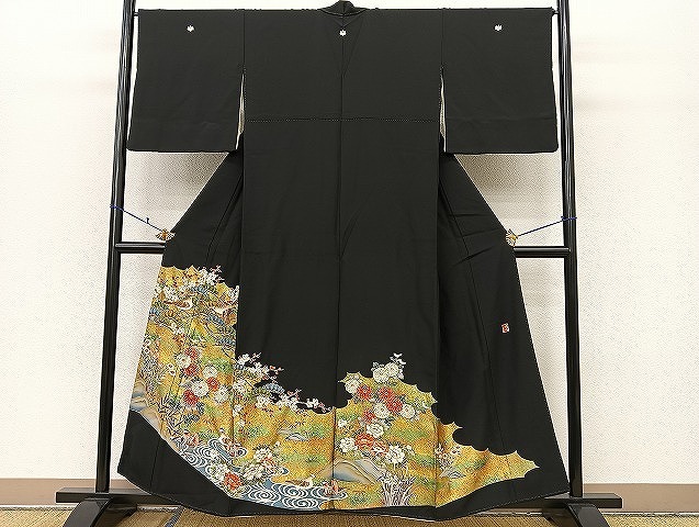 平和屋着物■豪華黒留袖　作家物　駒刺繍　松竹梅花鳥文　金彩　逸品　BAAK6462pk