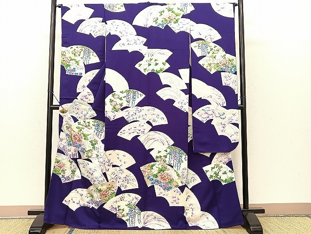 平和屋着物■豪華振袖　駒刺繍　地紙重ね草花文　銀彩　逸品　BAAK6519pk
