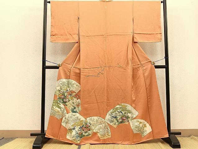 平和屋着物■豪華色留袖　刺繍　地紙花鳥文　金彩　正絹　逸品　未使用　BAAK2755me