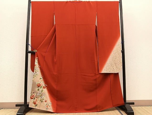 平和屋着物■豪華振袖　金糸刺繍　秋草文　暈し染め　金銀彩　鈴乃屋扱い　逸品　BAAK9181yt