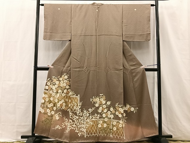 平和屋着物■豪華色留袖　刺繍　菊萩文　暈し染め　金彩　正絹　逸品　BAAL4403hz