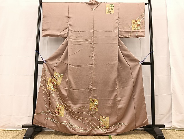 平和屋着物■豪華色留袖　駒刺繍　色紙重ね花文　金彩　逸品　BAAK9290yc