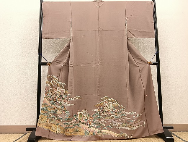 平和屋着物■豪華色留袖　友禅　作家物　御所車人物風景文　金彩　逸品　BAAK4808op