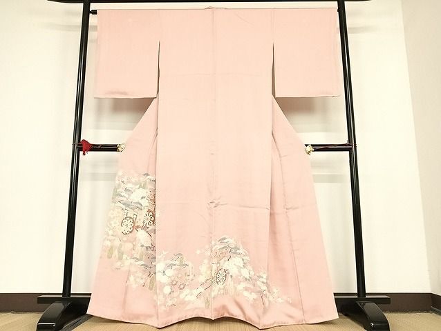 平和屋着物■豪華色留袖　御所車枝花文　正絹　逸品　AAAK9872Bph