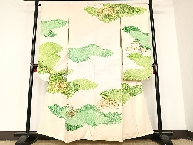 平和屋着物■豪華振袖　駒刺繍　松文　正絹　逸品　AAAK9815Bph