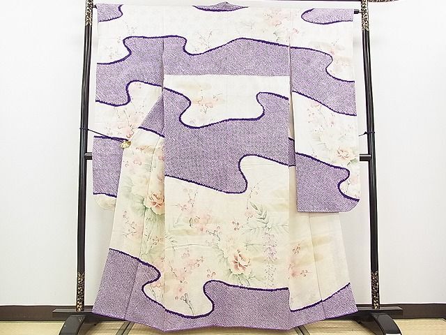 平和屋着物■豪華振袖　絞り　枝梅牡丹花文　金彩　逸品　cf4298
