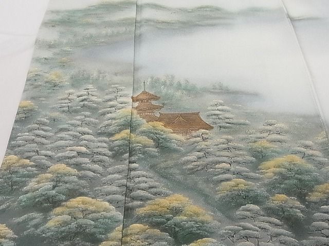 平和屋着物■豪華色留袖　樹林風景文　暈し染め　金彩　着丈158.5cm　裄丈63.5cm　正絹　逸品　A-dp3364