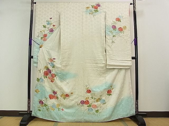 平和屋着物■豪華振袖　総刺繍　枝菊文　暈し染め　金銀糸　逸品　ch1131
