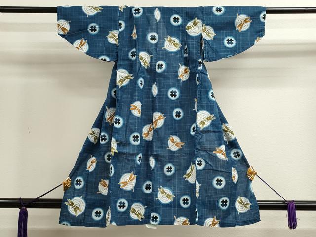 平和屋着物■夏物　子供　男の子　浴衣　綿紅梅　トンボ丸文　綿　逸品　CAAI4205ze