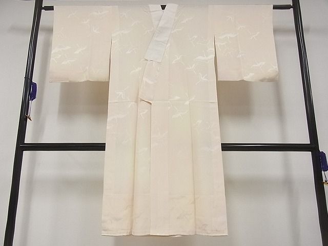 平和屋着物■長襦袢　無双仕立て　飛鶴地紋　暈し染　正絹　逸品　B-wt6012