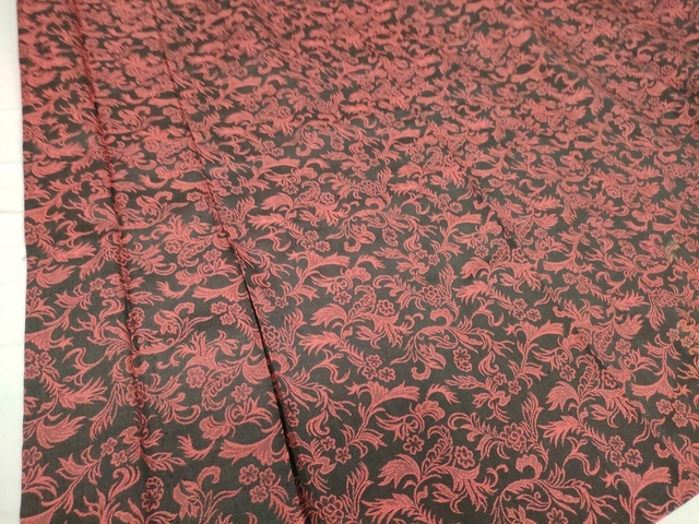 平和屋着物■上質なお召　単衣　洋花文　黒地　逸品　DAAI8111az