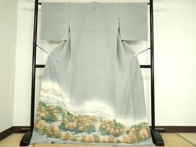 平和屋着物■豪華色留袖　手描き　重ね山樹林風景文　暈し染め　金彩　ロング丈　逸品　DAAI7323we